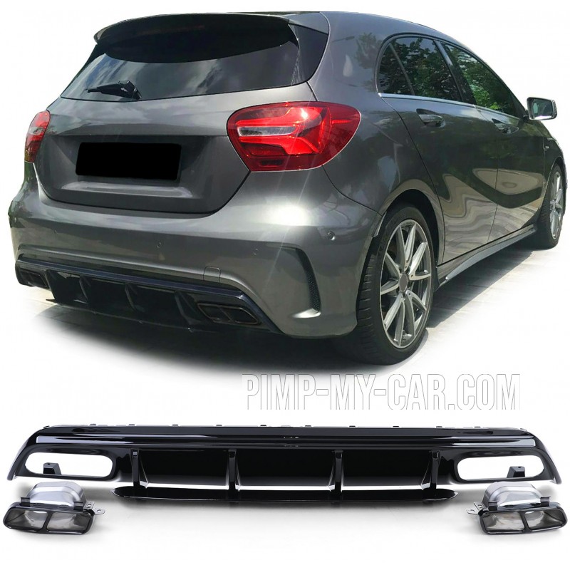 Diffuseur de pare choc arrière 4 sorties Mercedes classe A A45 AMG - Noir Diffuseur de pare choc arrière 4 sorties Mercedes classe A A45 AMG - Noir